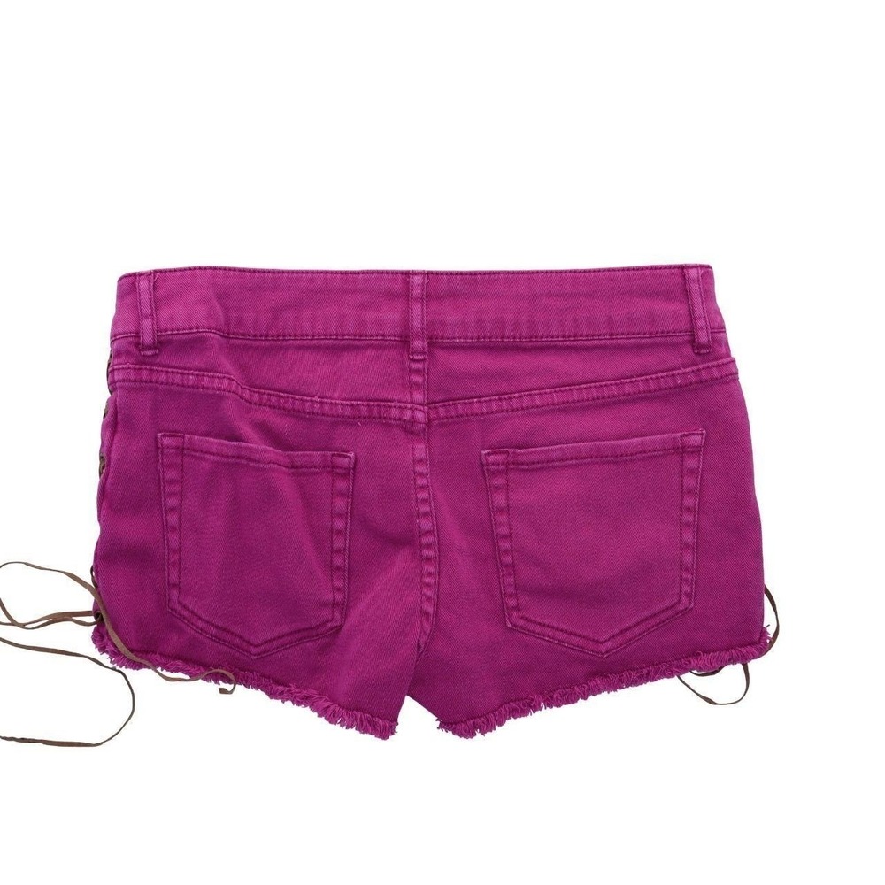 Vintage Y2K Forever 21 Magenta Hot Pink Lace-Up Sides Cutoff Shorts Size 27 - Picture 3 of 3